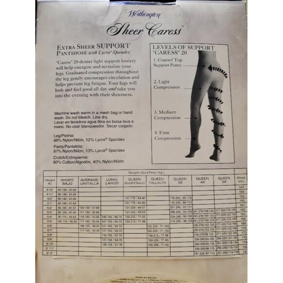 JCPenney Sheer Caress Extra Sheer Control Top Pantyhose Queen Short 40 Bone - Picture 3 of 4